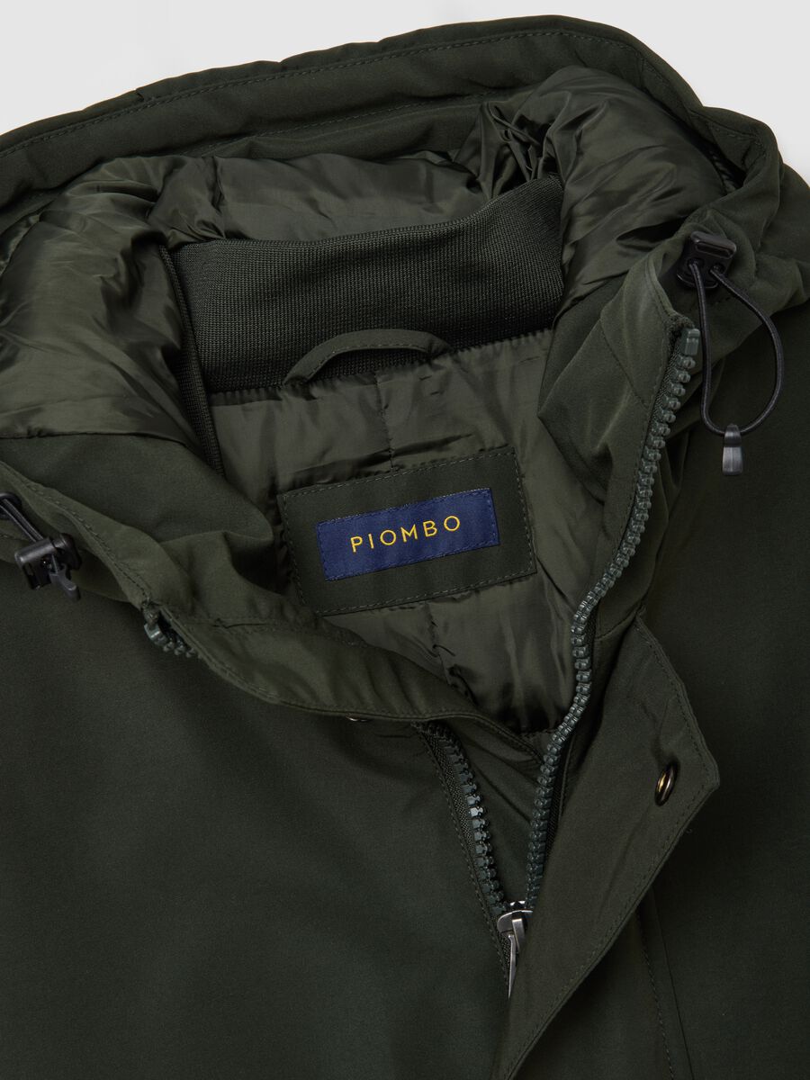 Green padded jacket regular fit with zip and hood_5