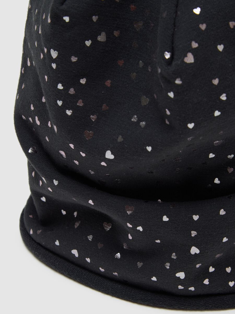Cappello da ragazza in cotone nero elasticizzato_2