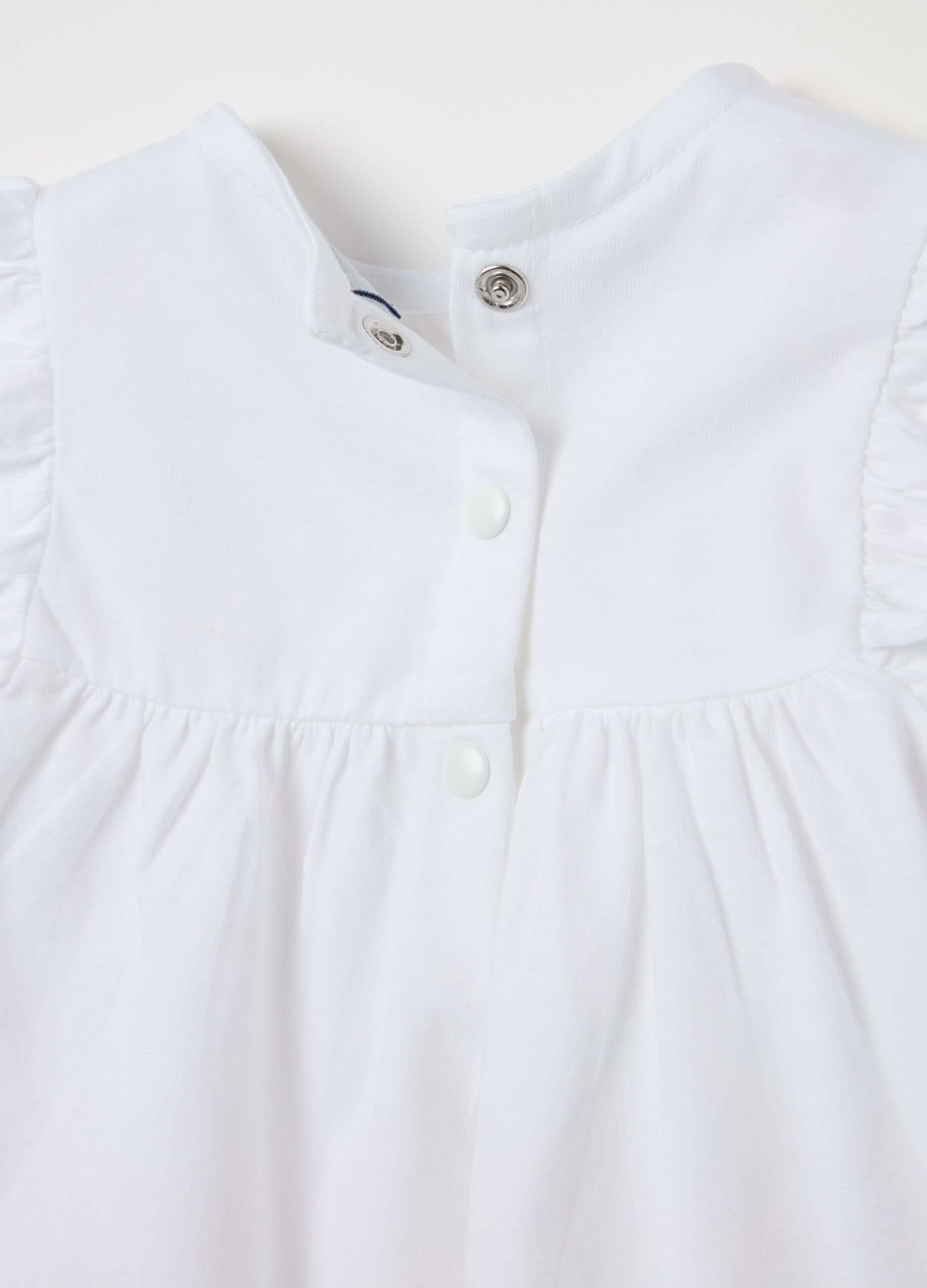 Cotton set with striped pattern and flowers embroidery
