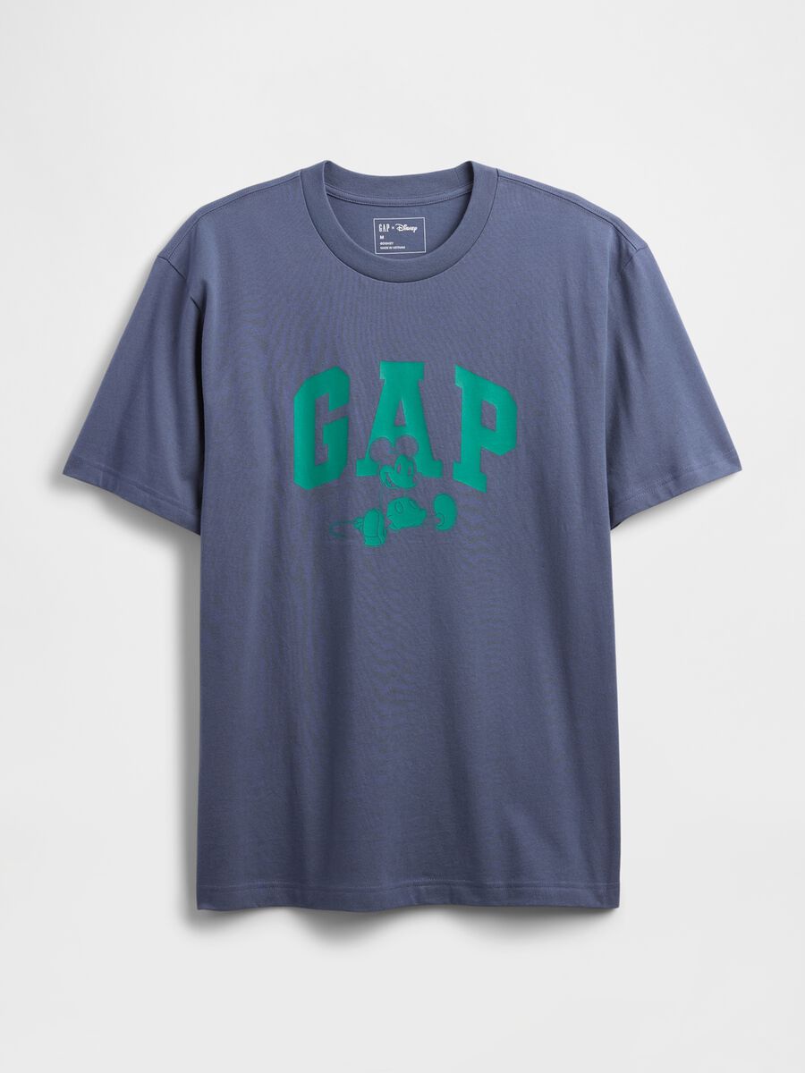 T-shirt blu a maniche corte in misto cotone_3