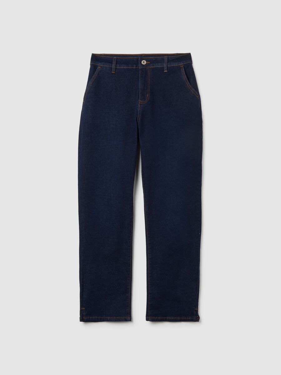 Pantaloni in misto cotone blu regular fit_4