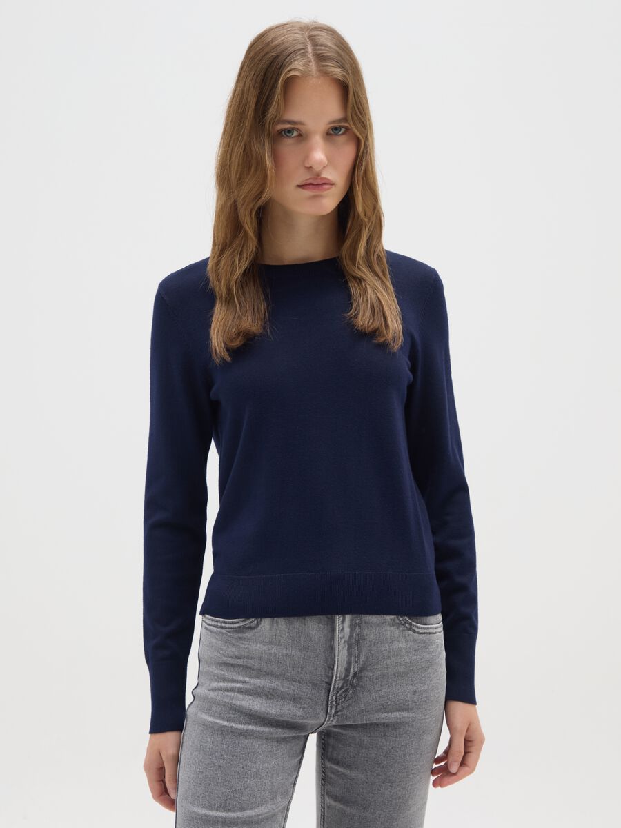 Blue crew neck sweater_0