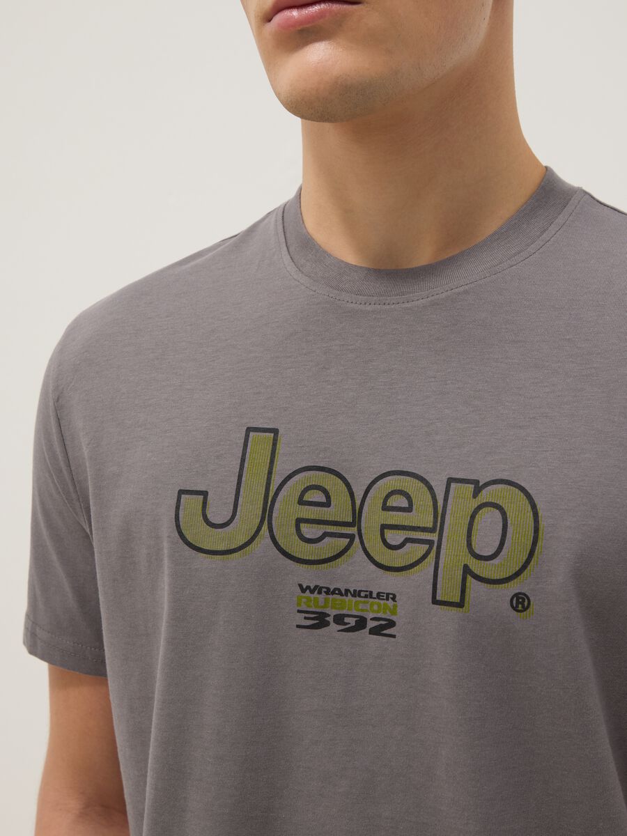 Grey pure cotton regular fit T-shirt with Jeep print_3