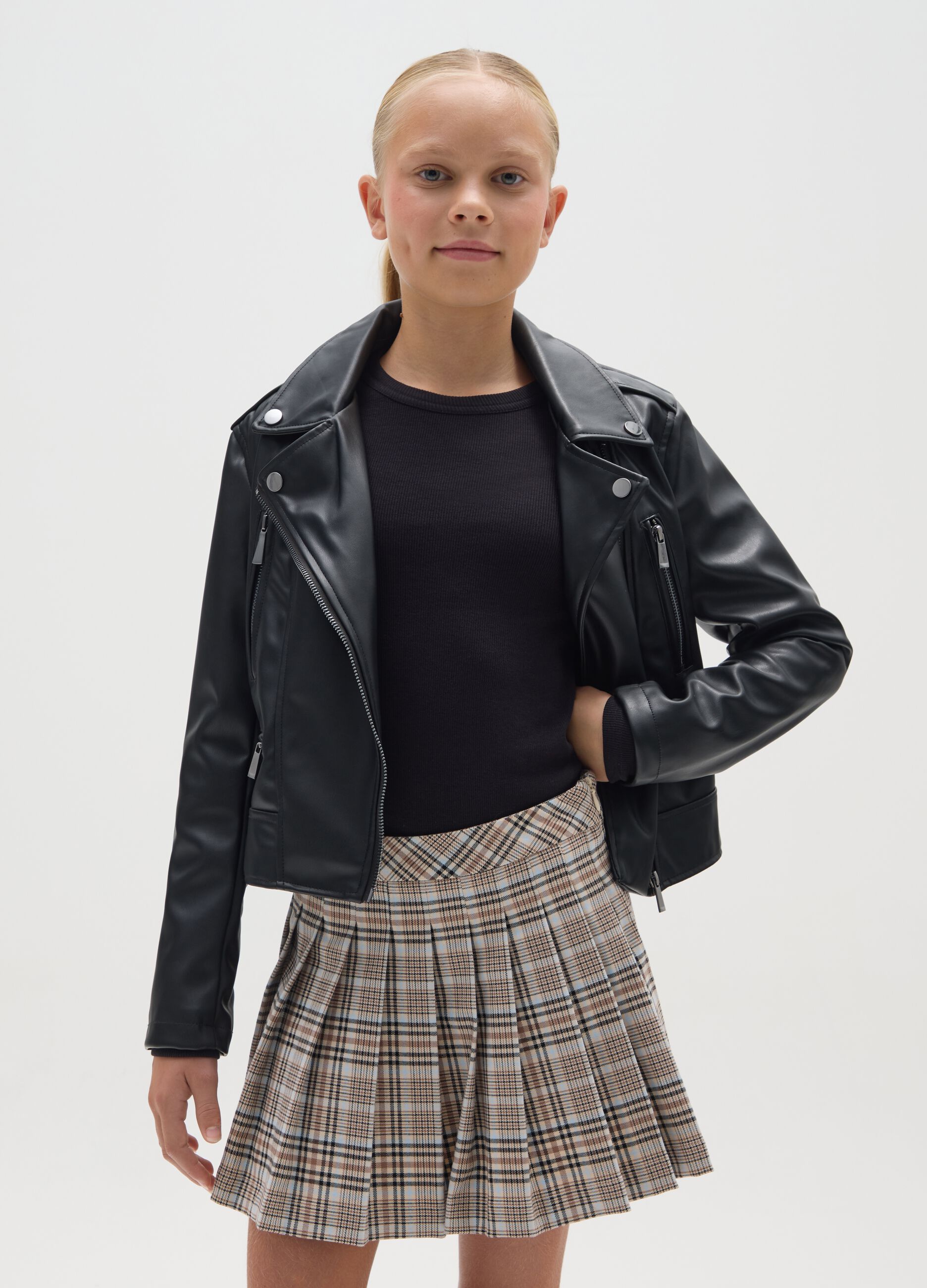 Girl's Slim Fit Black Jacket