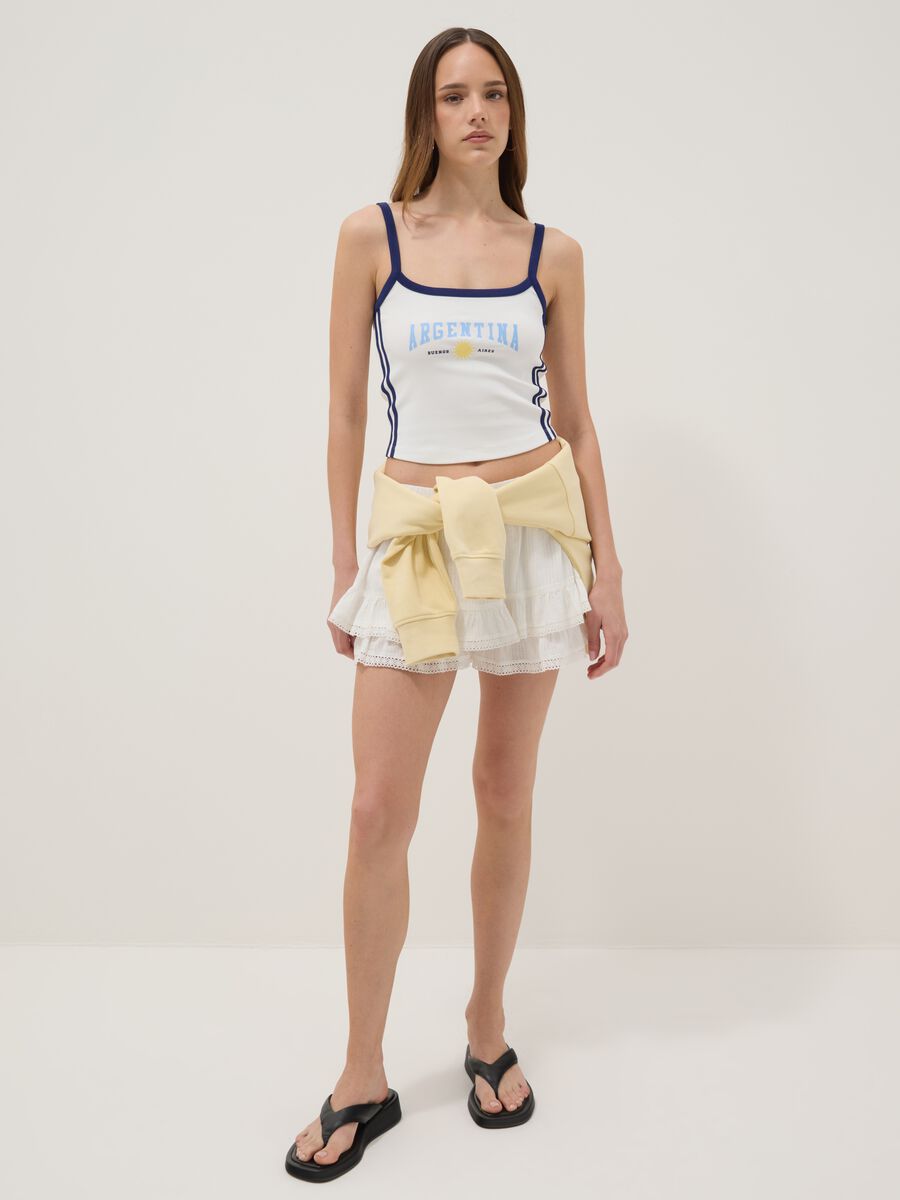 White stretch-cotton tank top with blue piping_2