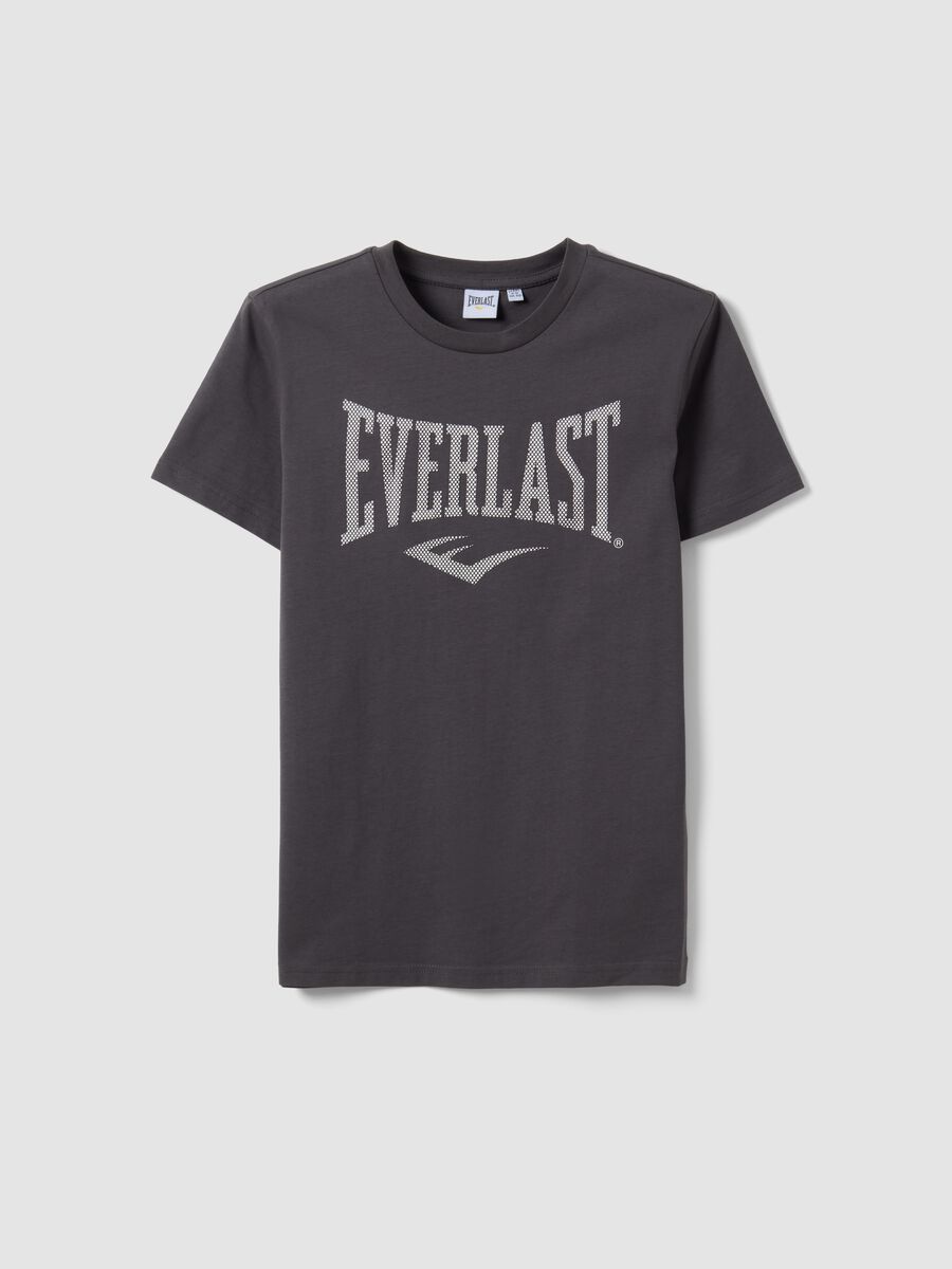 T-shirt grigia in puro cotone con stampa frontale per ragazzo_0