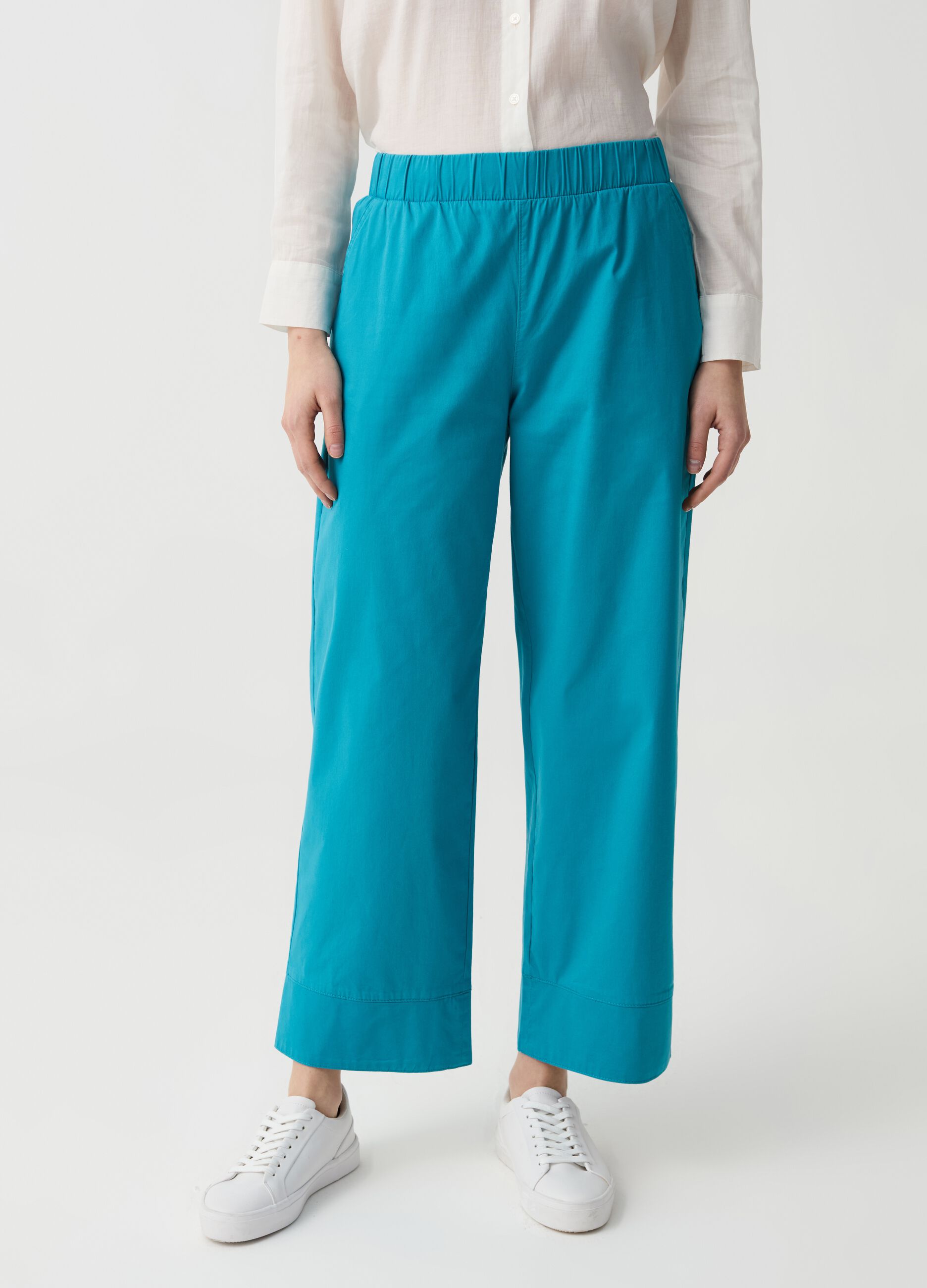 Wide-leg cropped trousers