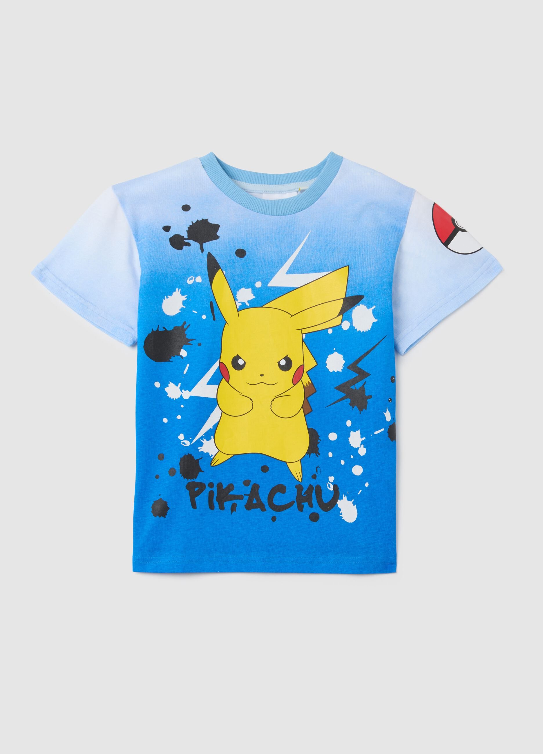 Children's multicolour pure cotton Pikachu print regular fit t-shirt