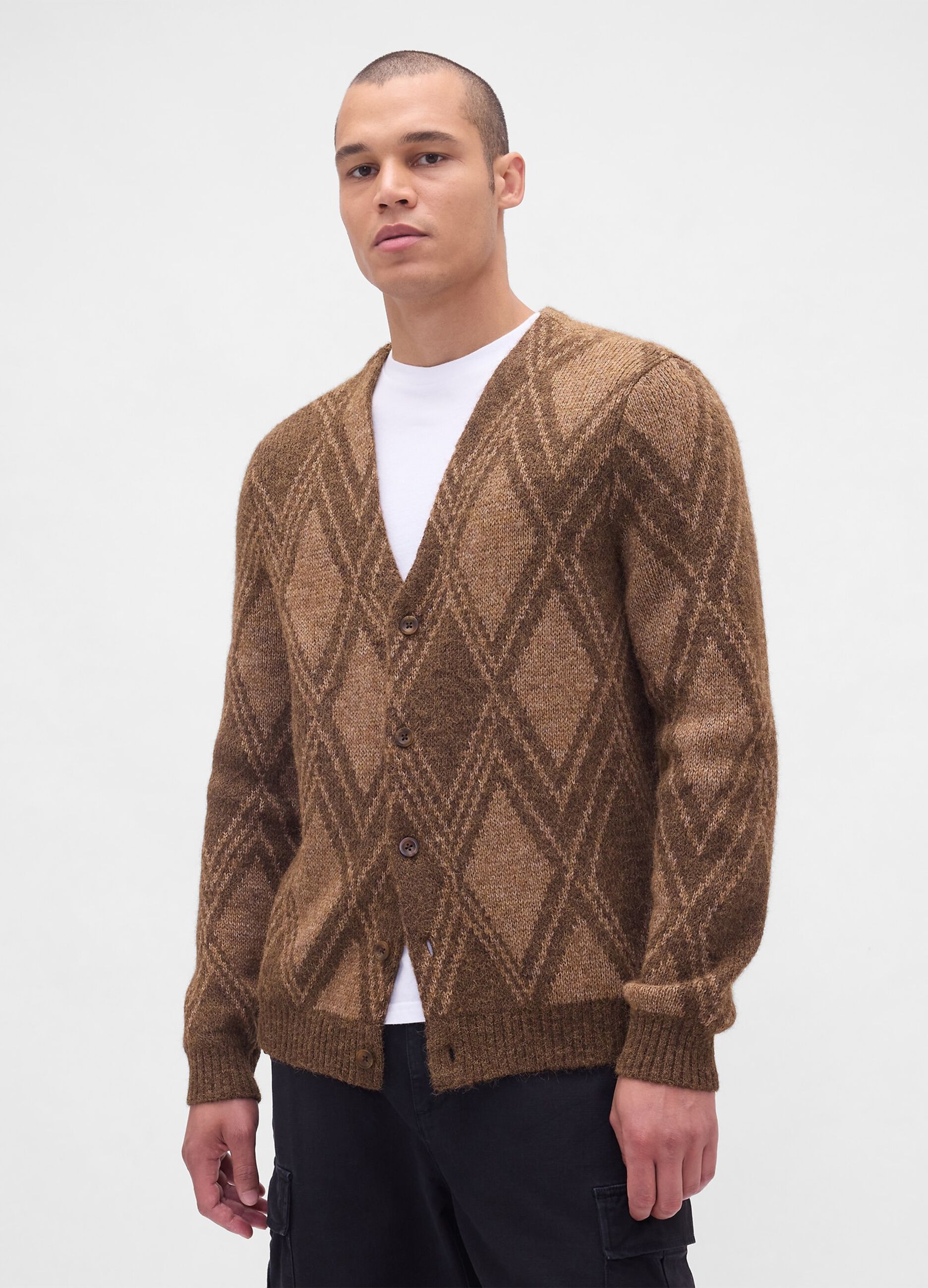 Brown Cardigan in Wool and Alpaca Blend