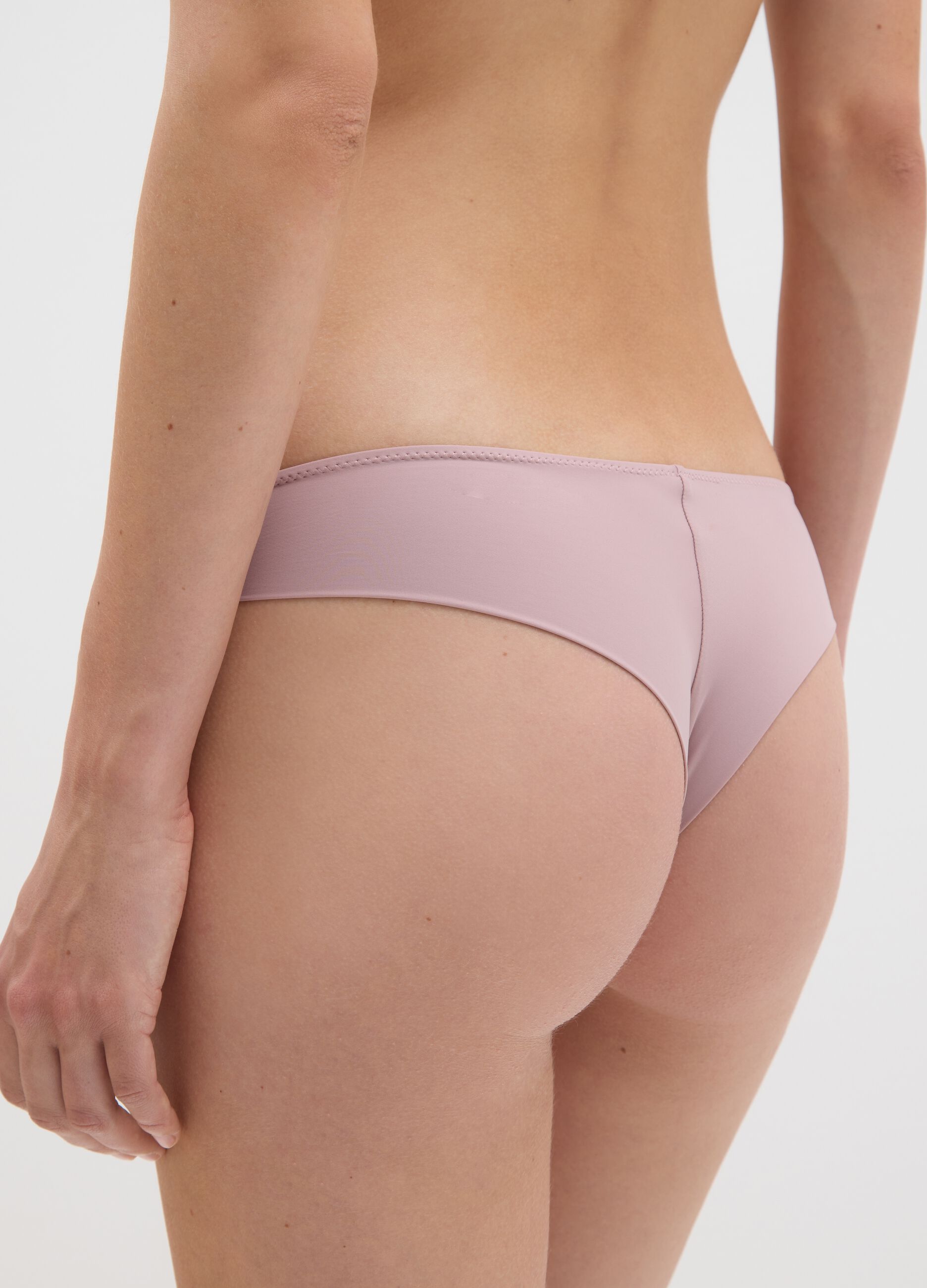 Microfibre Brazilian-cut briefs with lace front