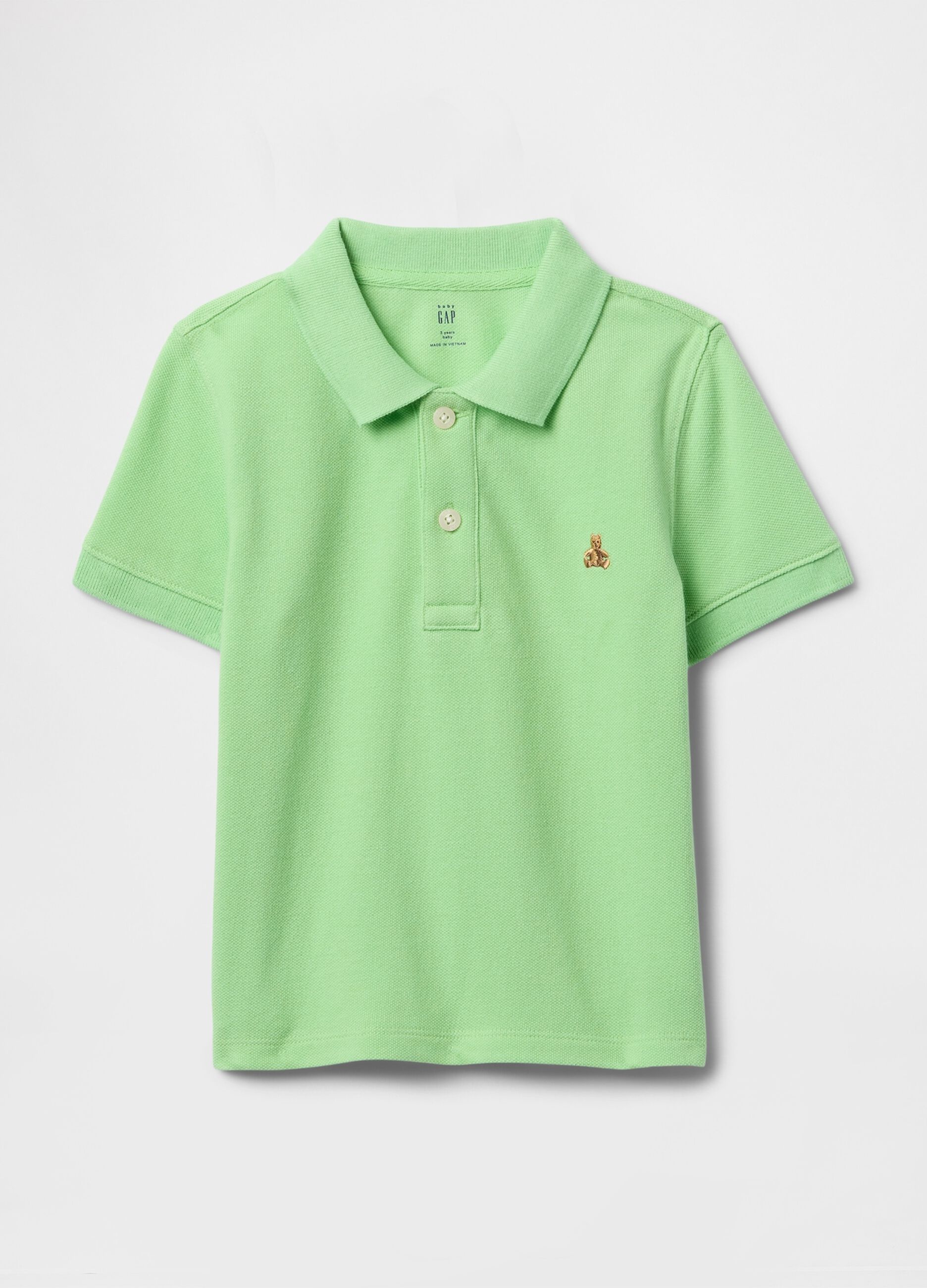 Polo in cotone con ricamo orsetto 