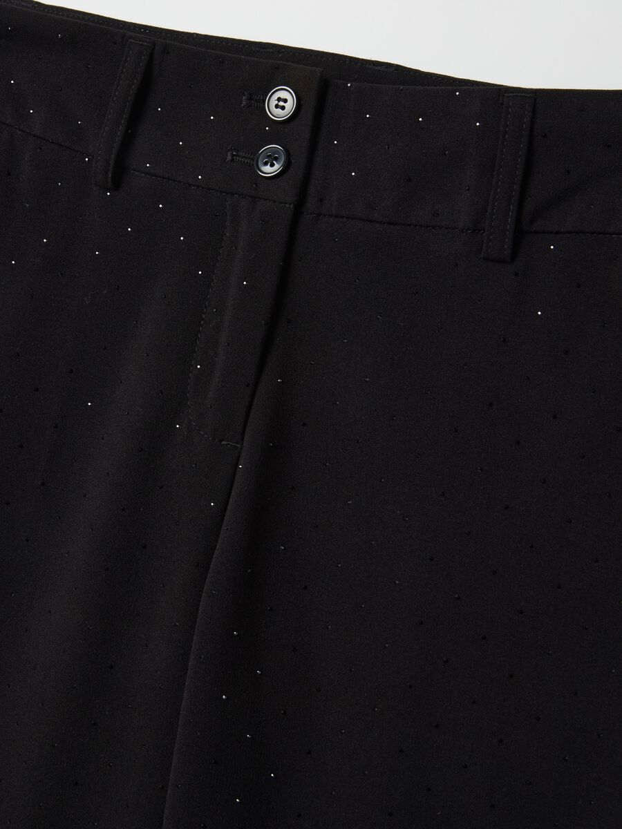 Black polka dot flare trousers_5