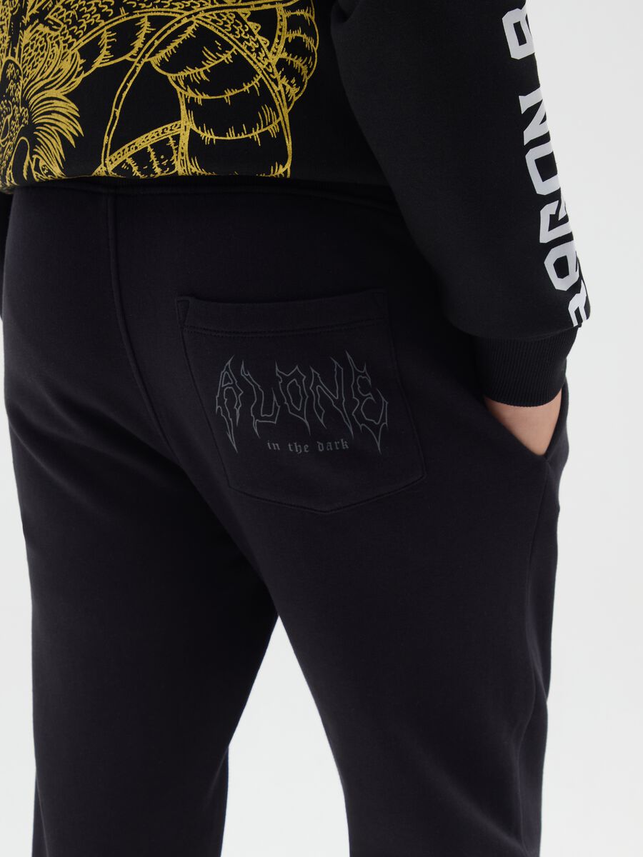 Pantaloni jogger neri da ragazzo in puro cotone regular fit_2
