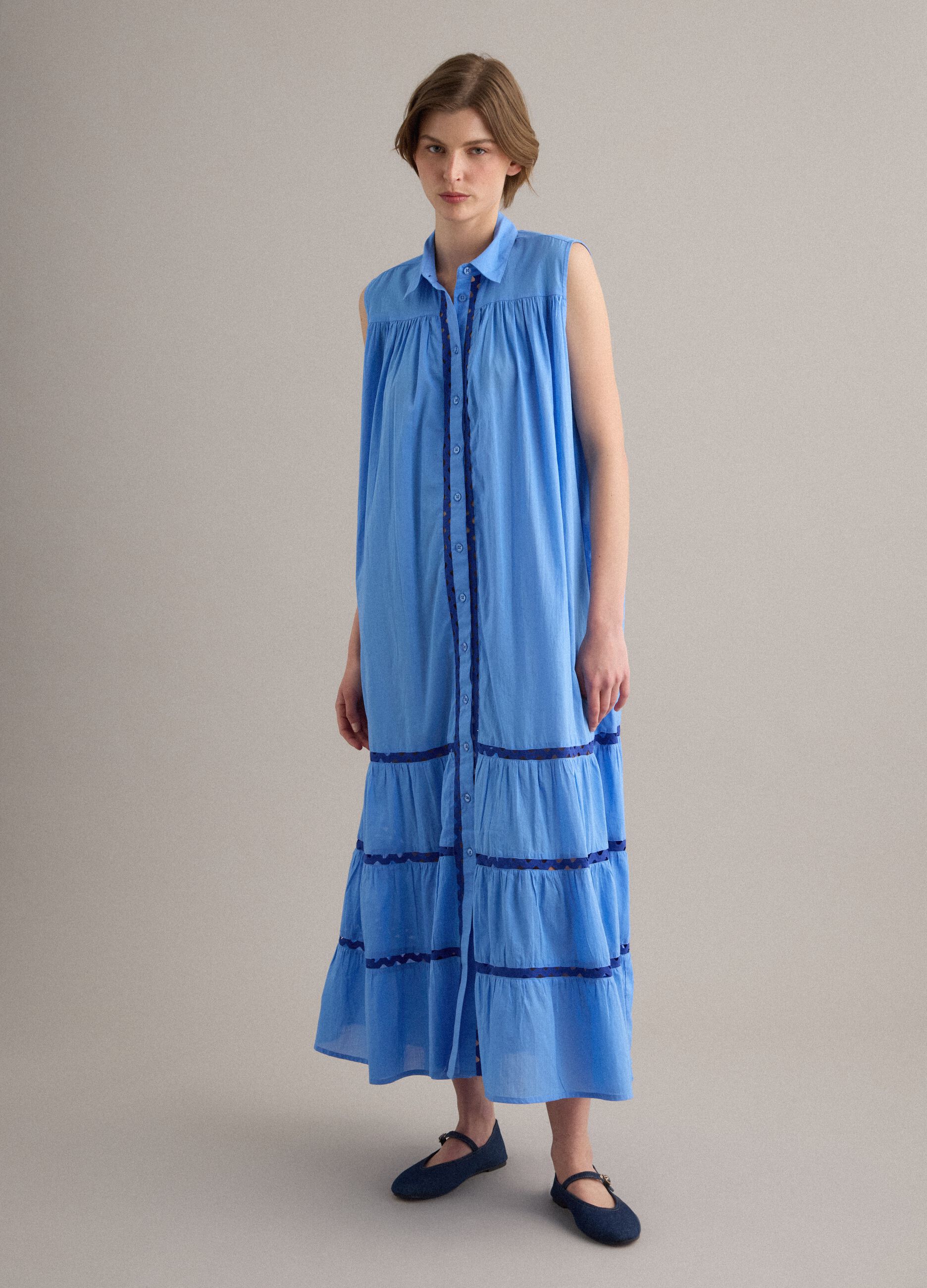 Light Blue Pure Cotton Shirt Dress