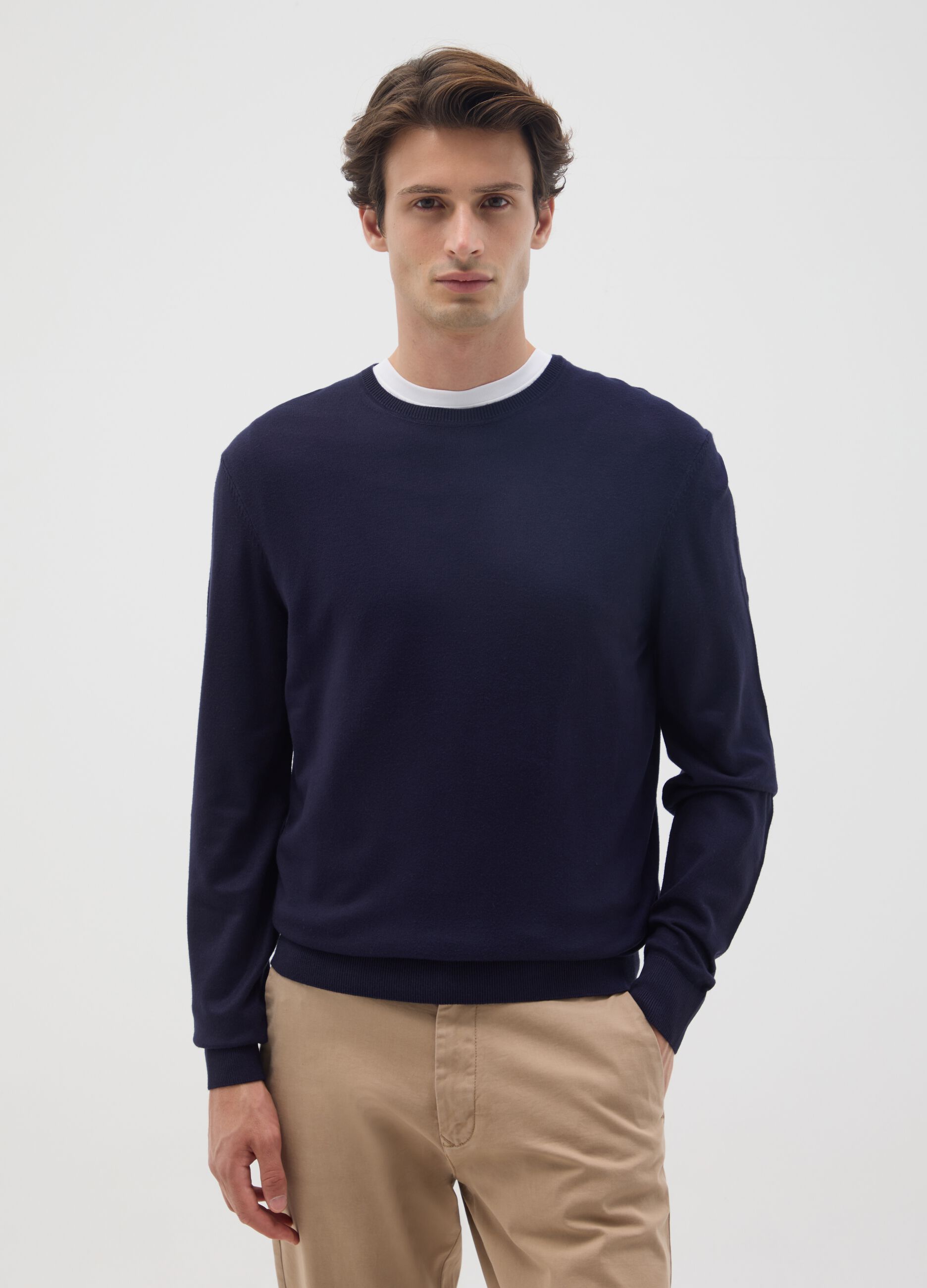 Blue viscose blend jumper regular fit
