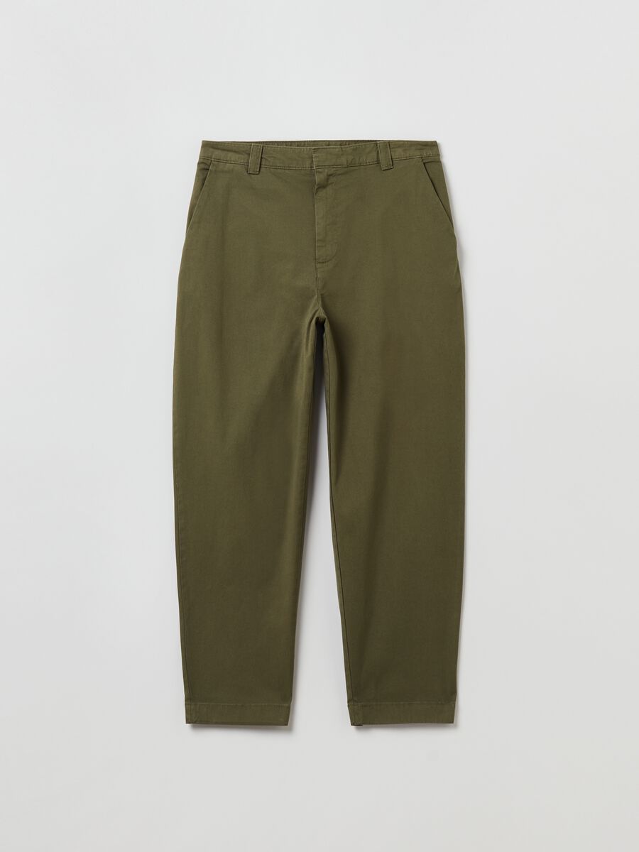 Solid colour straight-fit trousers_1