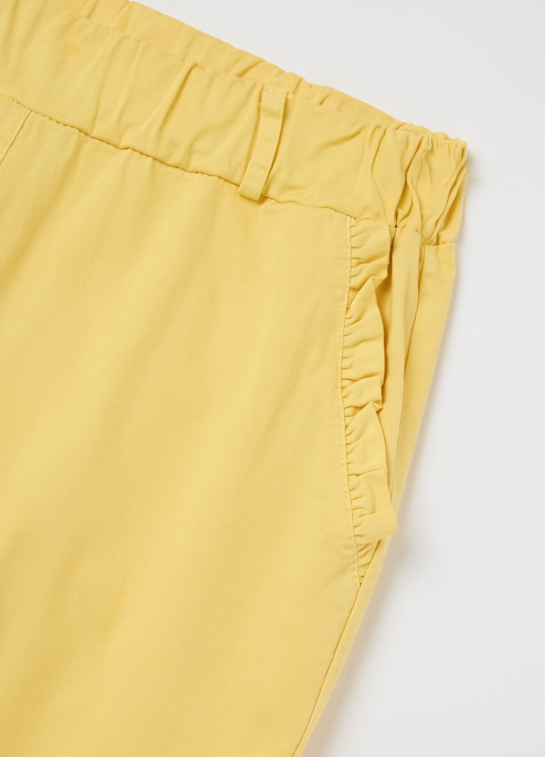Stretch cotton trousers with drawstring