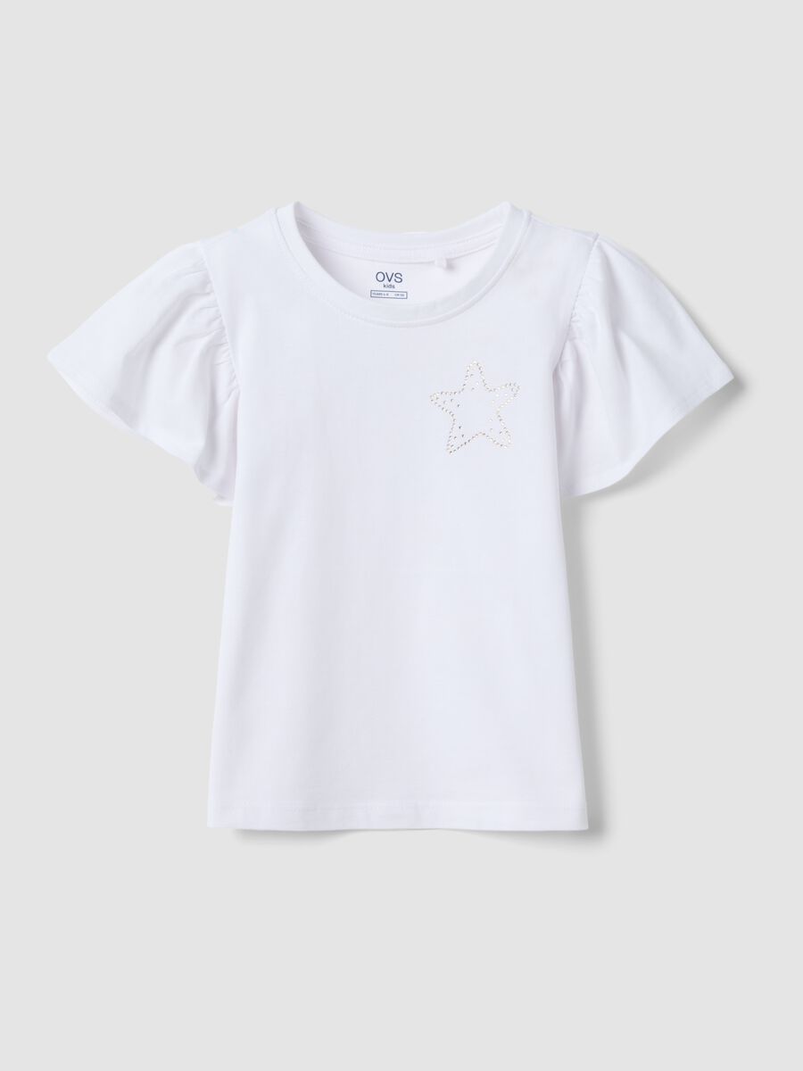 Girls&rsquo; white pure cotton regular-fit T-shirt with star_0