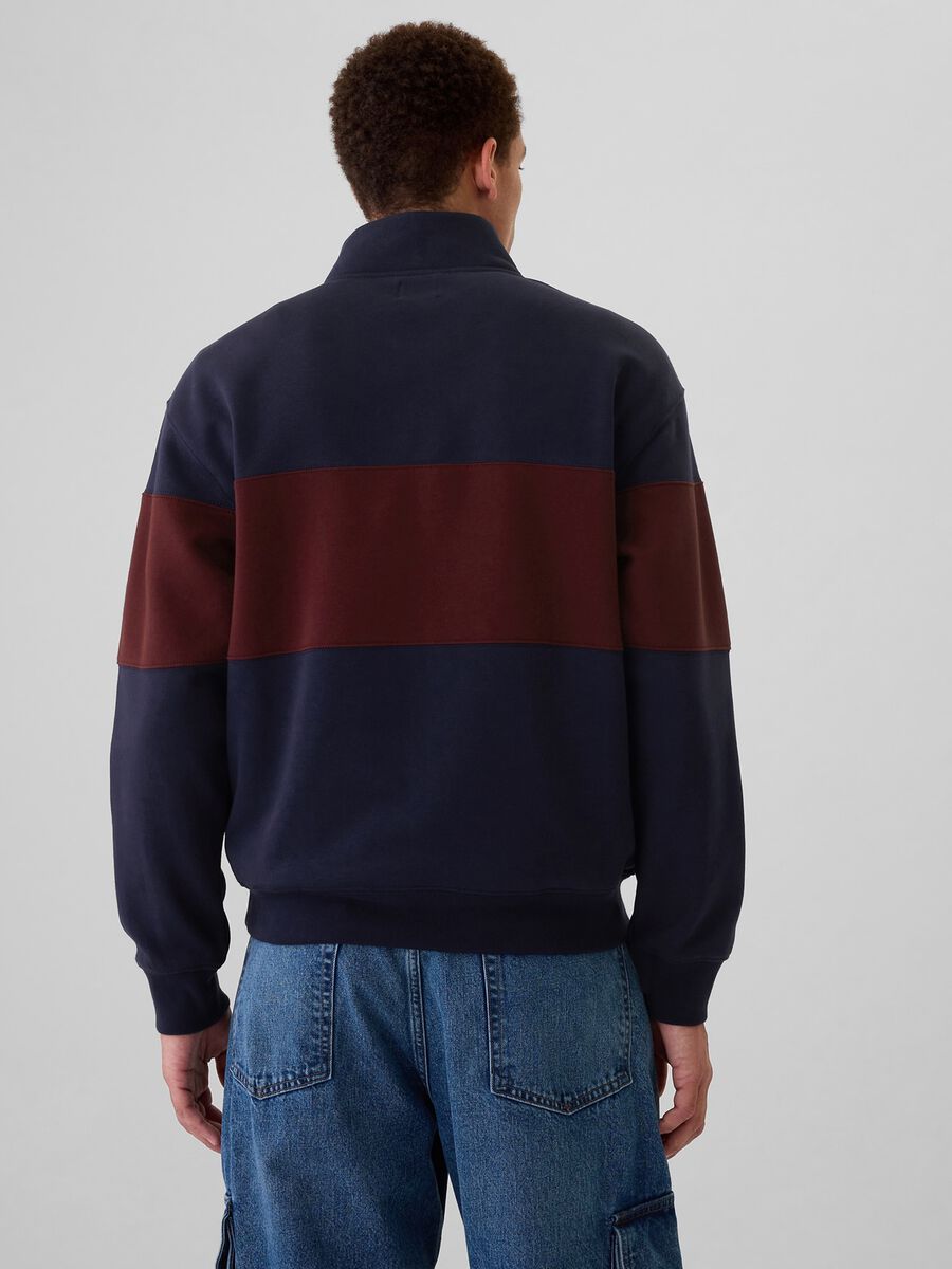Colourblock half-zip sweatshirt with logo embroidery_1