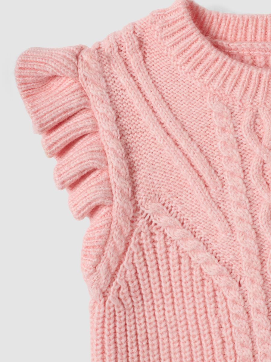Light pink viscose-blend knitted crew-neck gilet_3