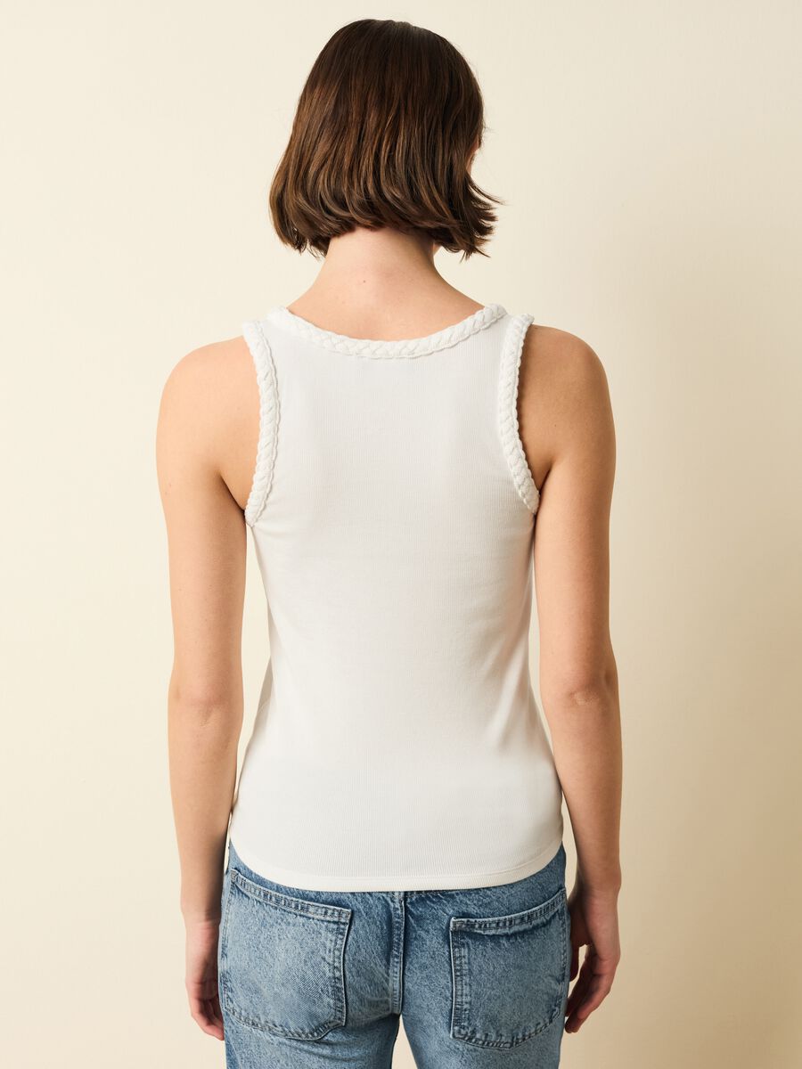 Ribbed tank top with braided trims_3
