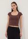 Brown short-sleeve stretch-cotton T-shirt_2