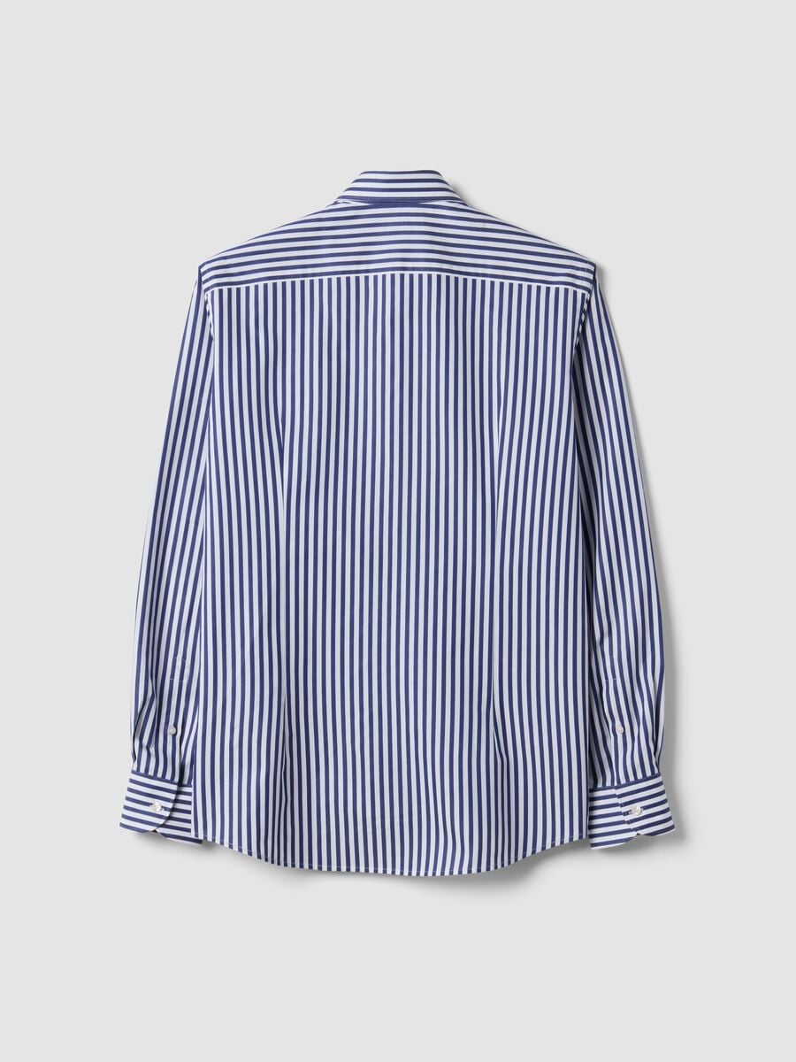 Camicia blu a righe in puro cotone_2