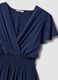 Long blue pure-viscose dress with wrap V-neck, regular fit_1