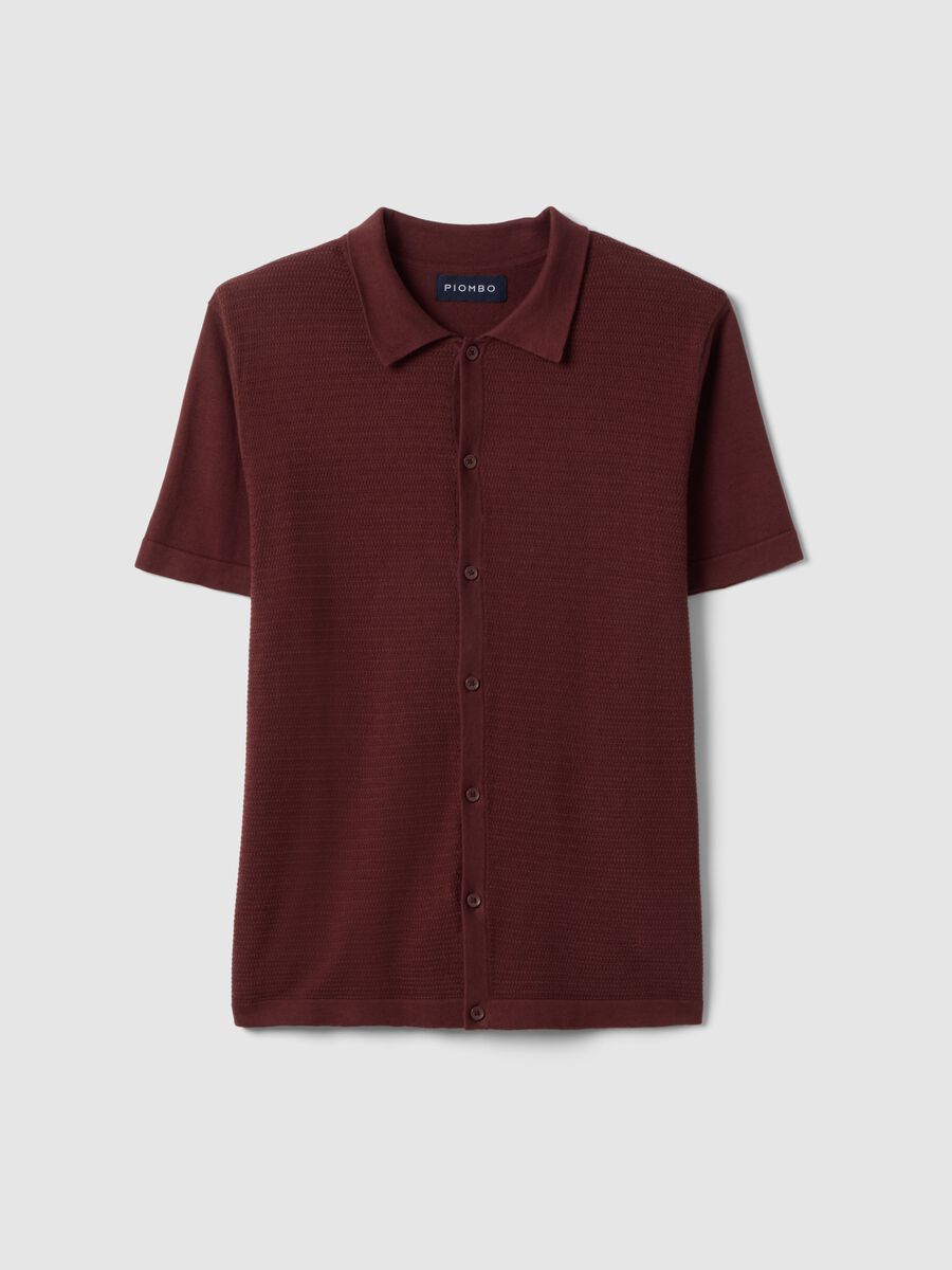 Regular fit red pure cotton polo with buttons_4