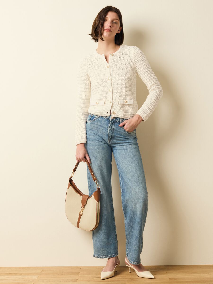 Knit cardigan jacket with golden buttons_1