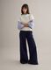 Blue Stretch Denim Wide Leg Trousers_1