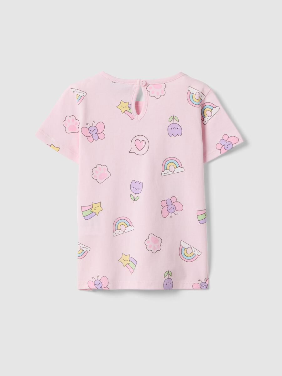 Girls' regular fit pink pure cotton T-shirt with designs_1