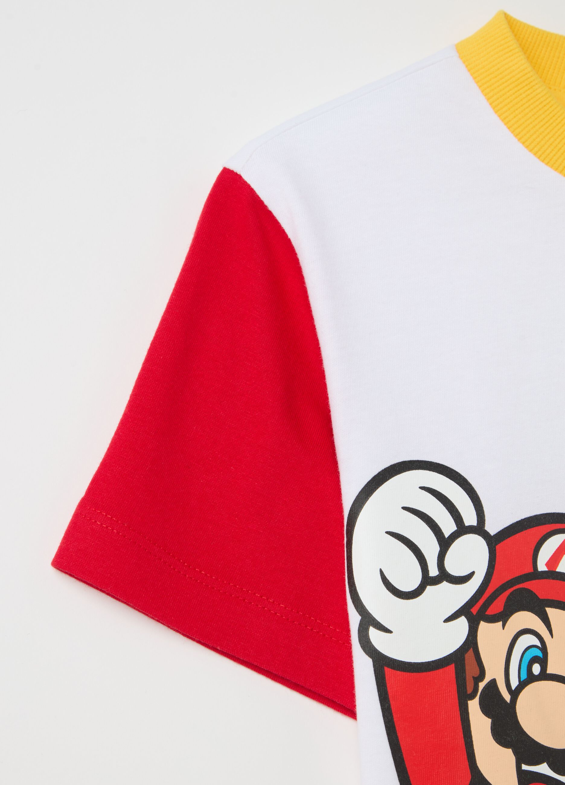 Colourblock cotton T-shirt with Super Mario™ print