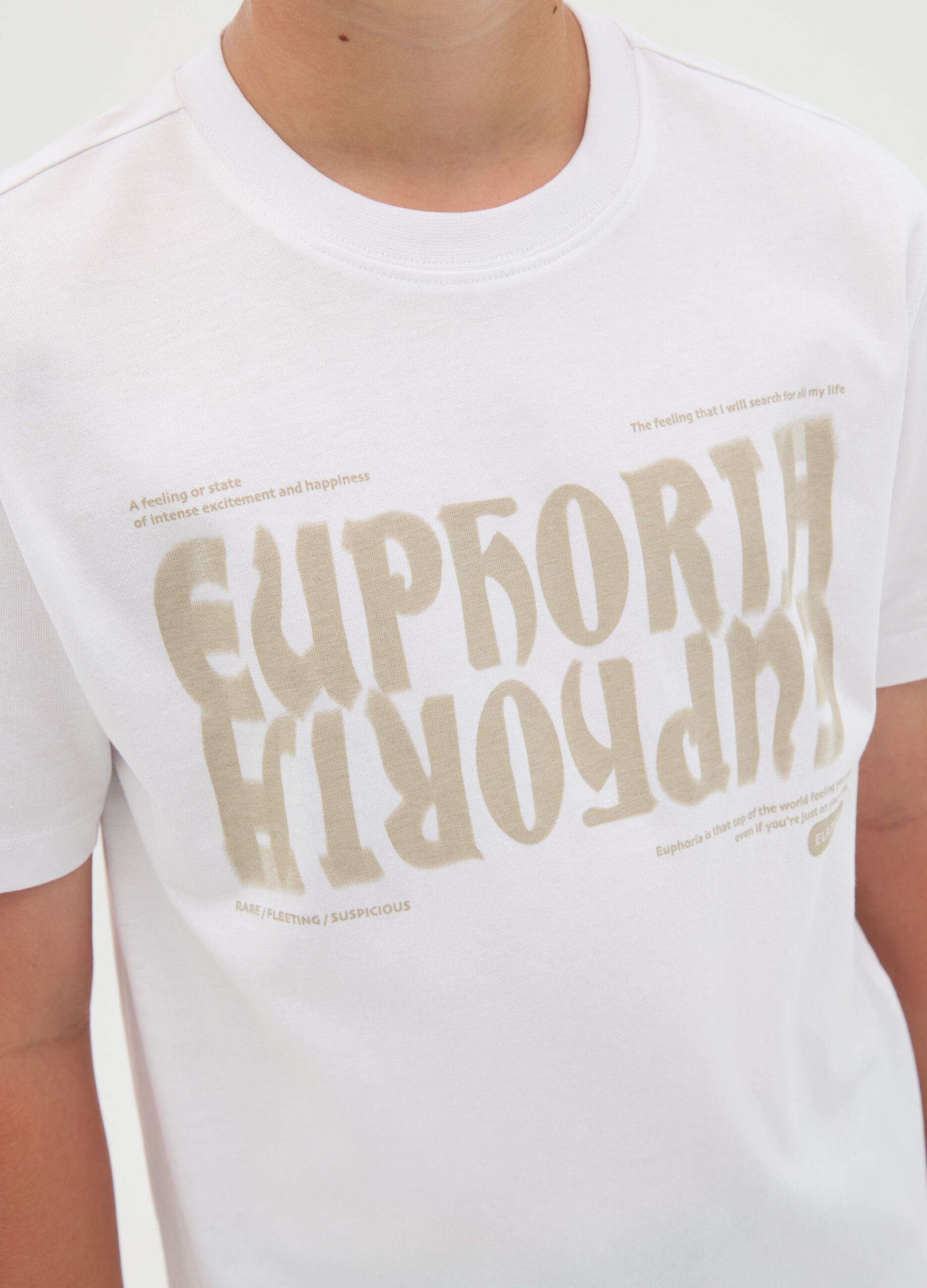 White cotton T-shirt with lettering print