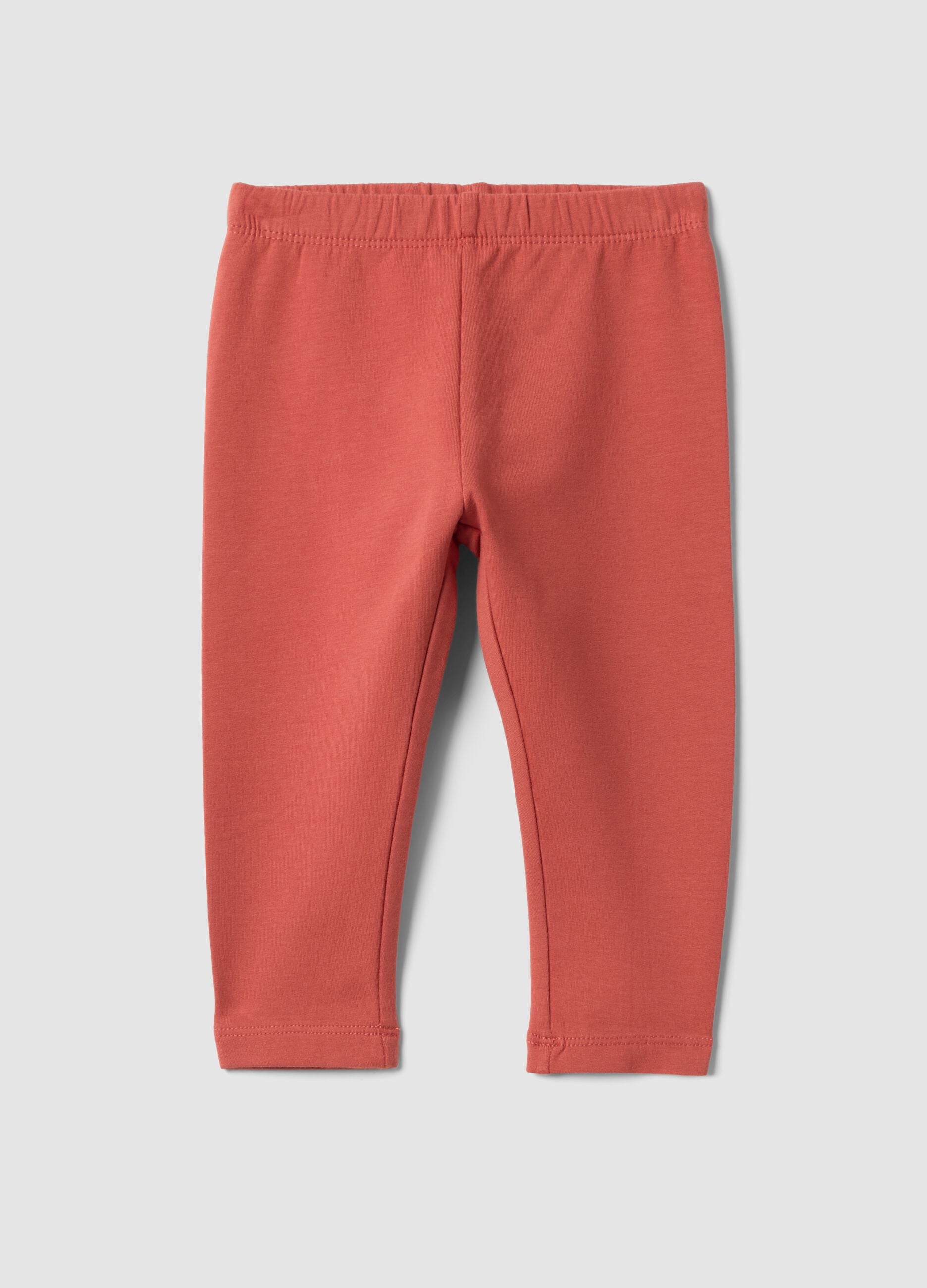 Red regular-fit leggings in stretchy organic cotton