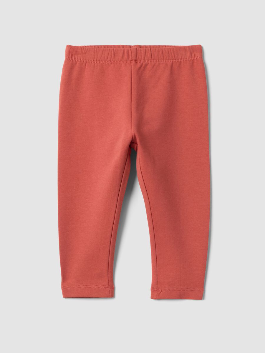 Leggings rossi in cotone organico elasticizzato regular fit_0