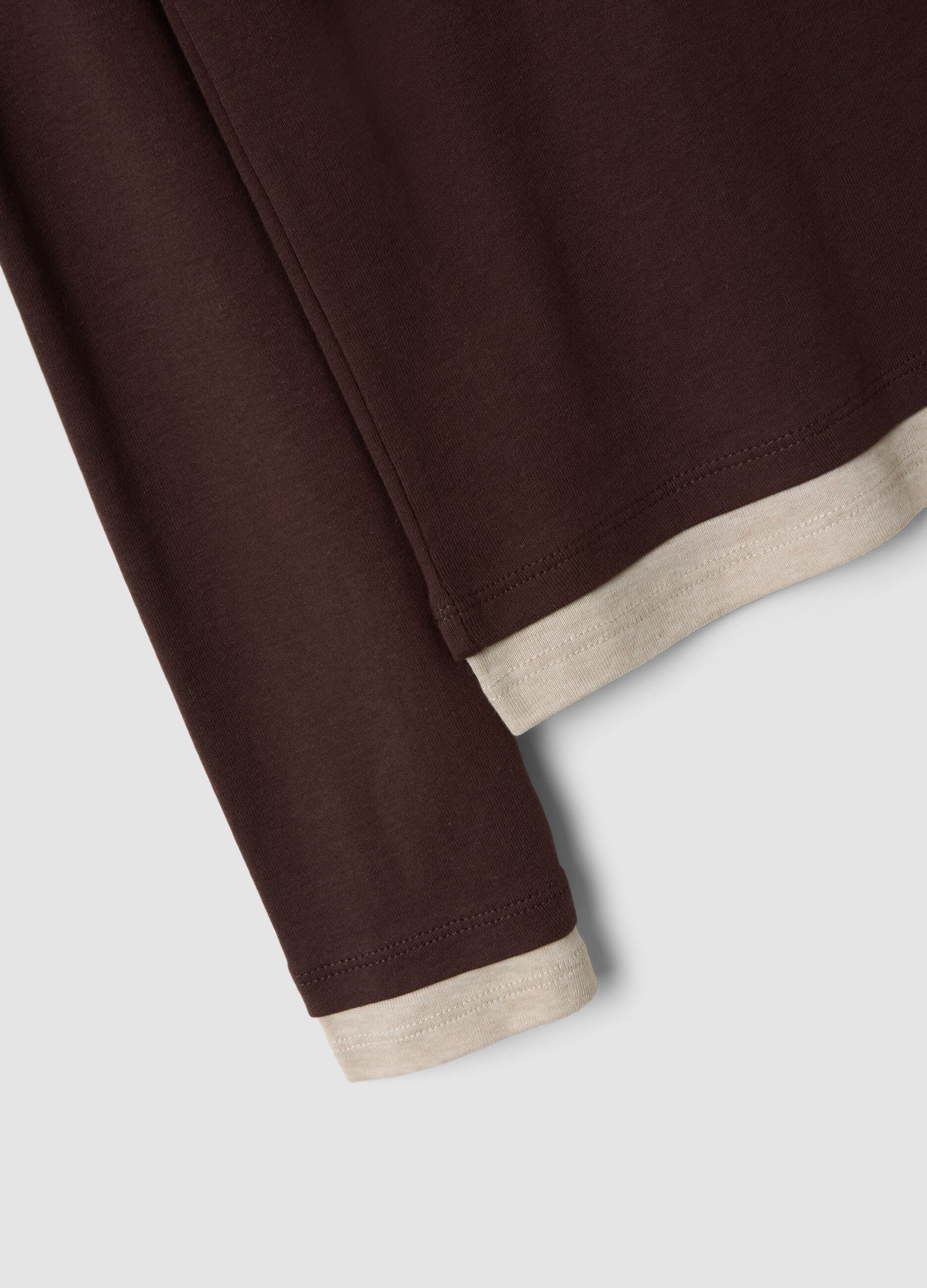 Brown cotton-blend crew-neck T-shirt