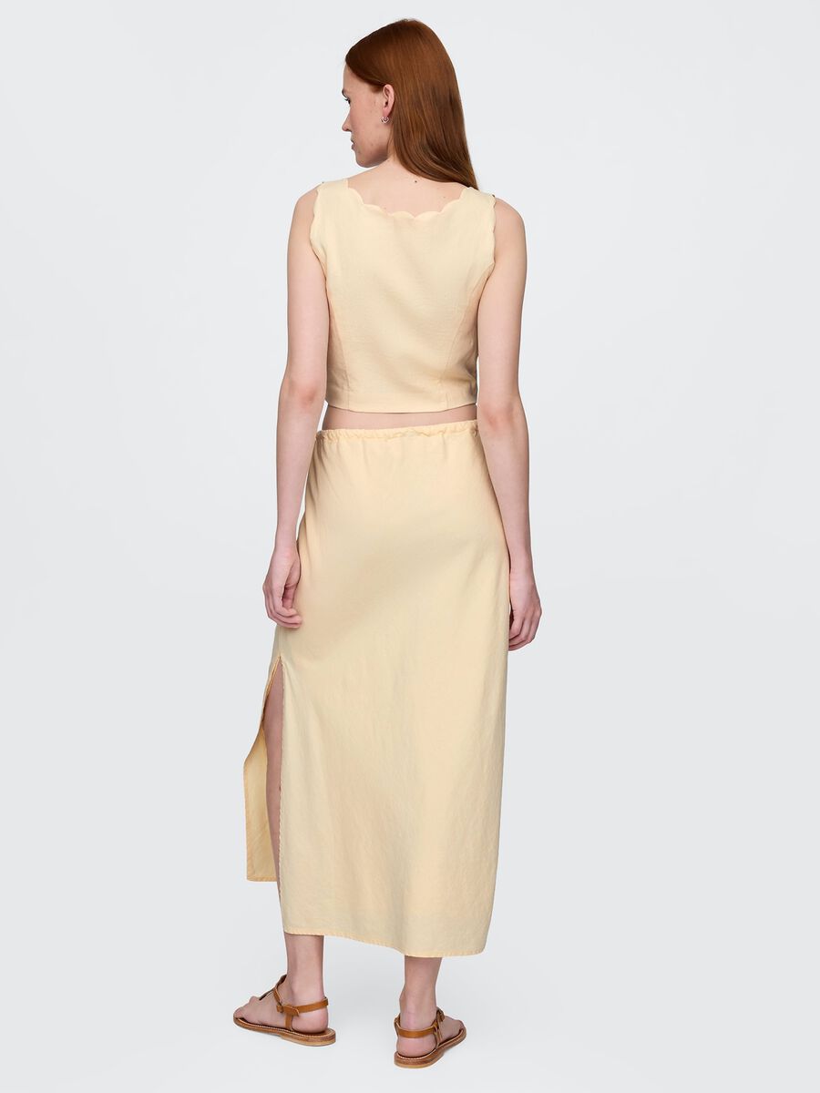 Gonna lunga beige in lino e viscosa_1