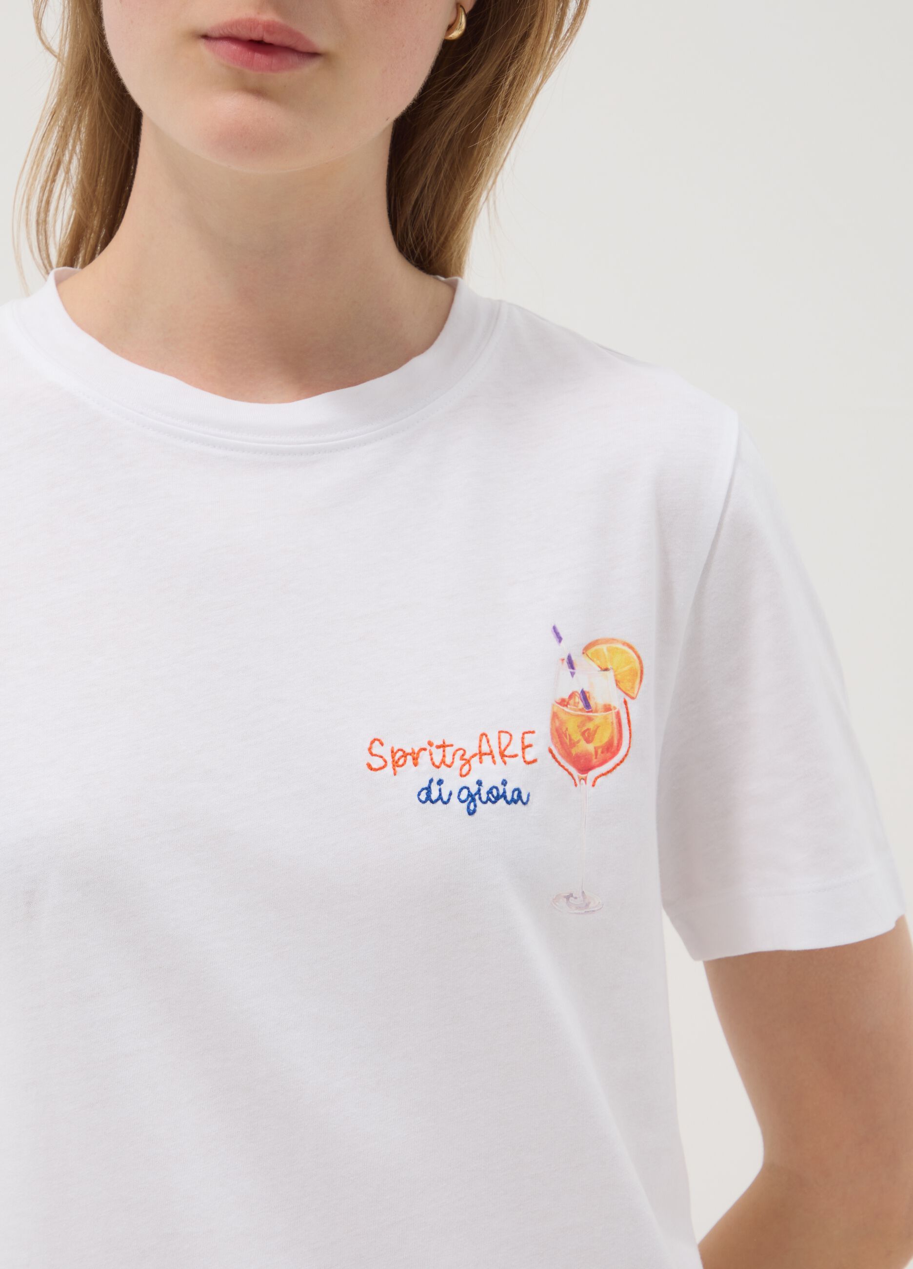 White pure cotton short-sleeve T-shirt