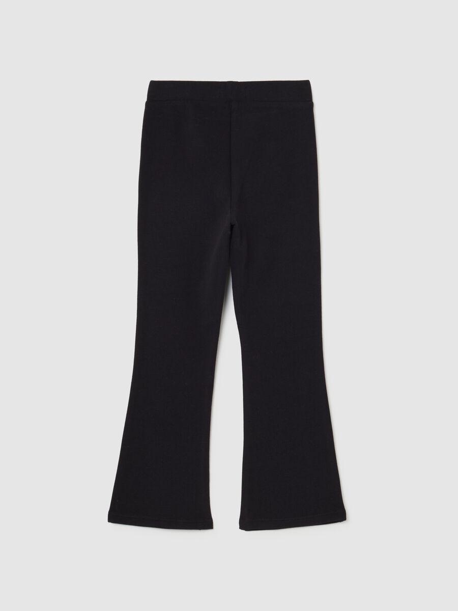 Leggings flare da bambina in cotone elasticizzato neri_1