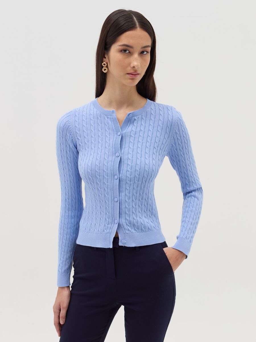 Cardigan with cable-knit design_0