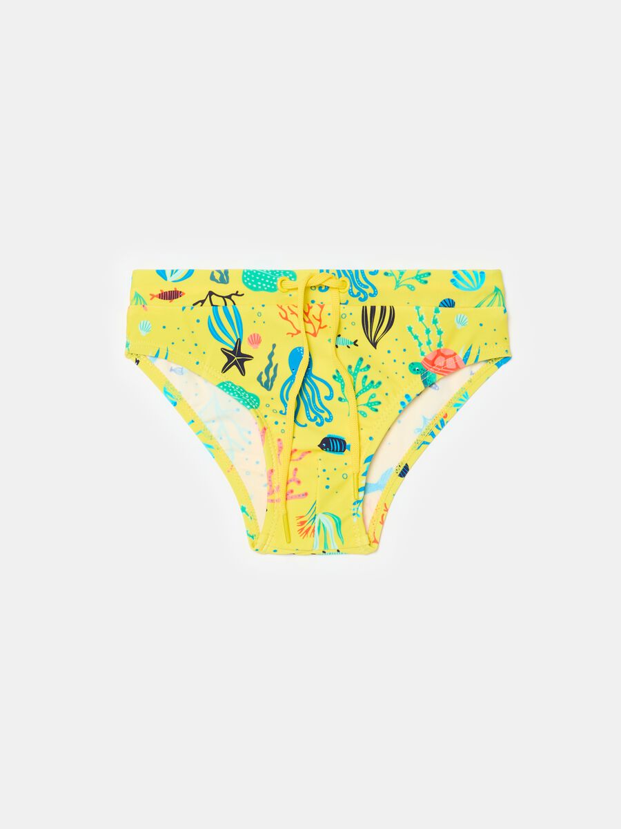 Swim briefs with print and drawstring_0