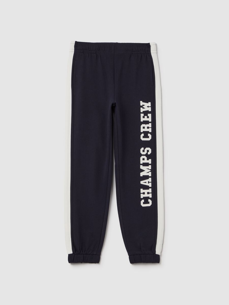 Joggers with contrasting bands and "Champs Crew” print_0