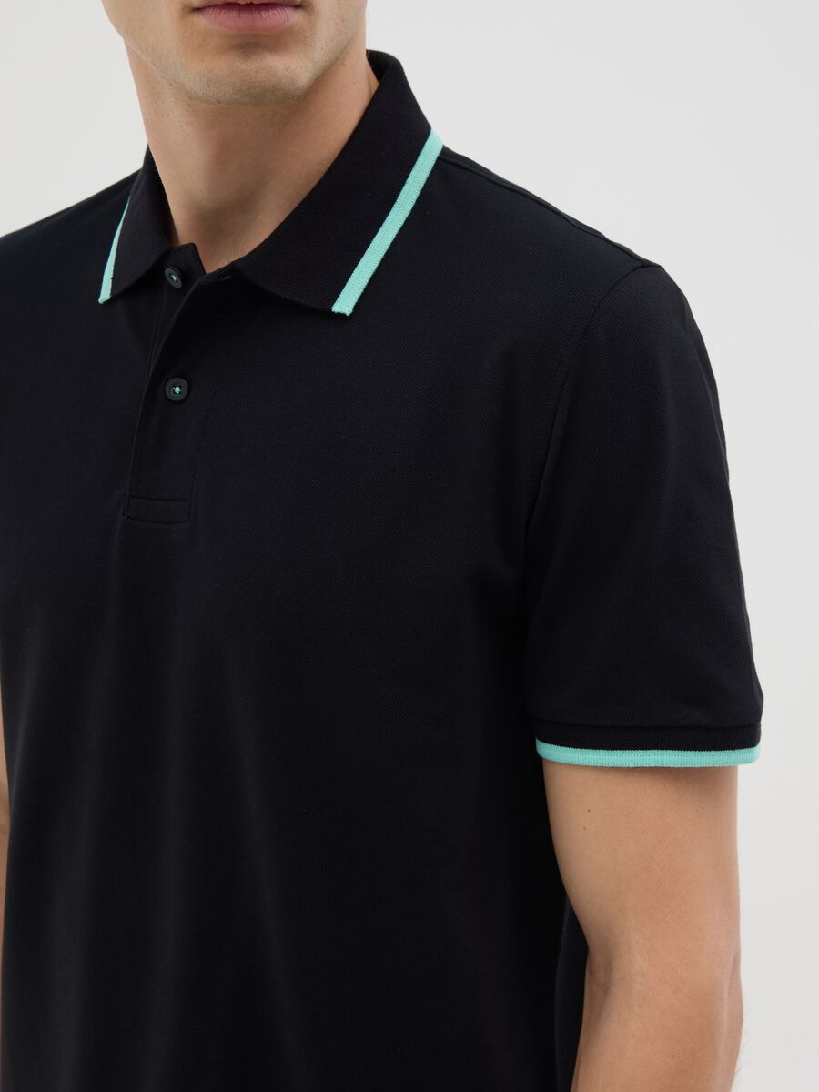 Men's Black Cotton Regular Fit Polo_2