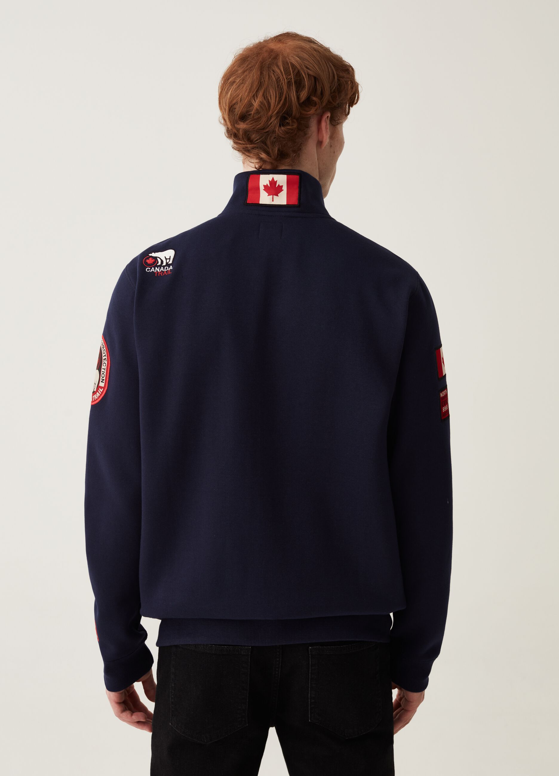 Full-zip in felpa a collo alto con patch_2