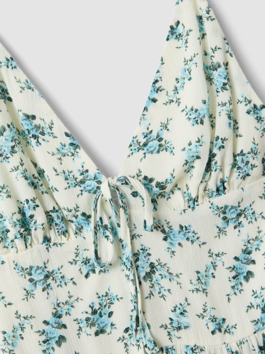 White floral mini dress in pure viscose_5
