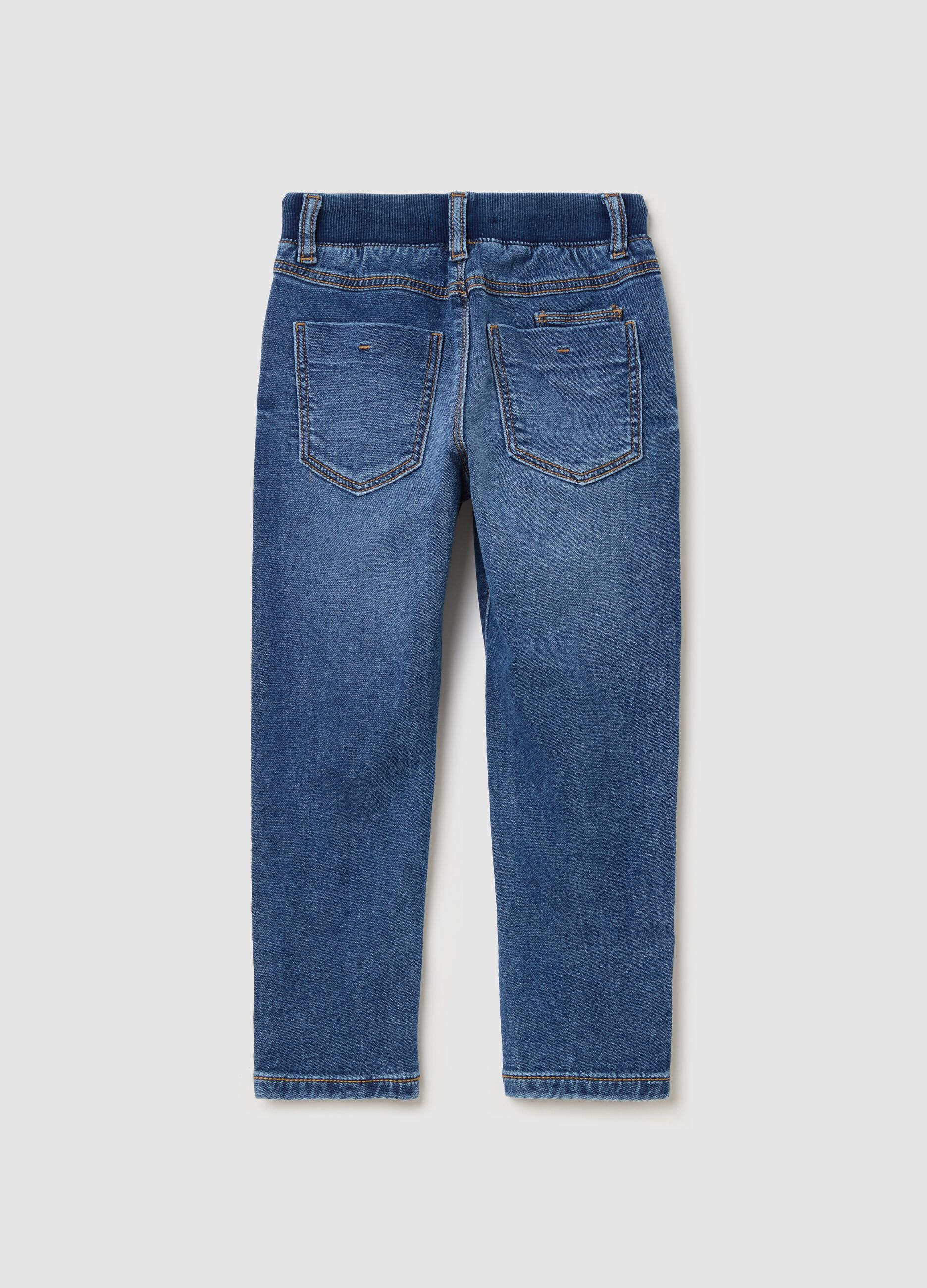 Denim joggers with drawstring
