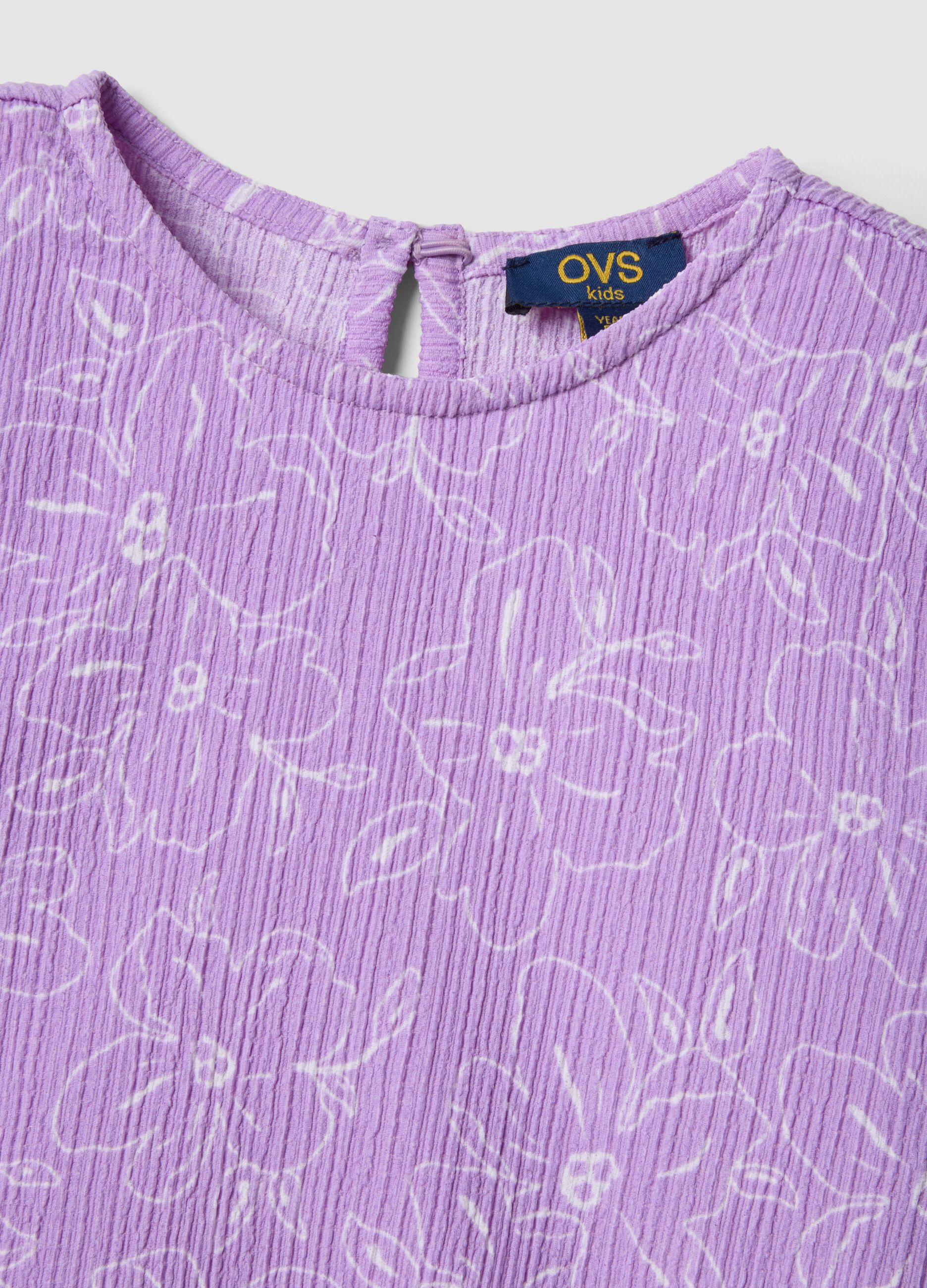 Girls' purple stretch fabric set with floral print