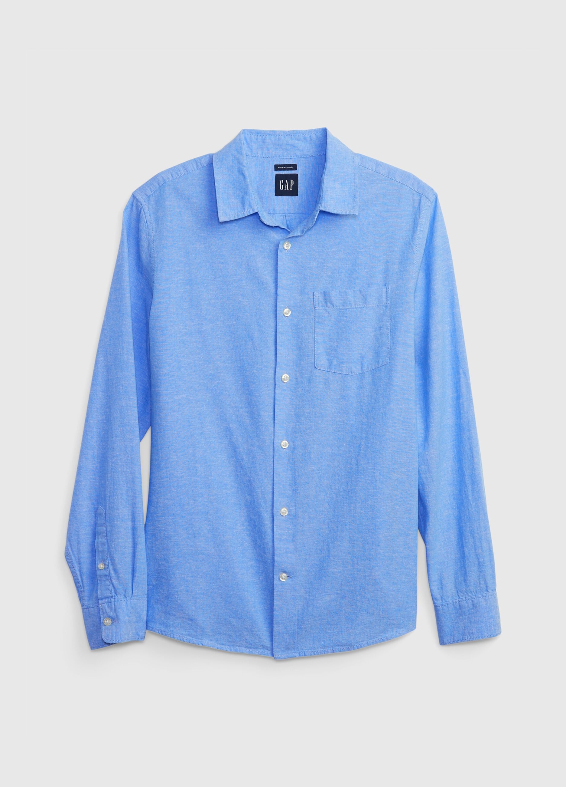 Linen and cotton shirt with pocket