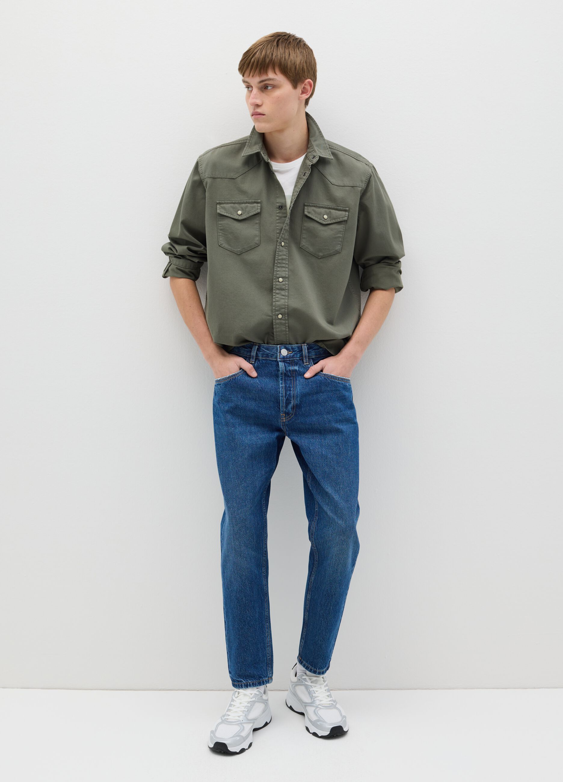 Cowboy shacket in cotton
